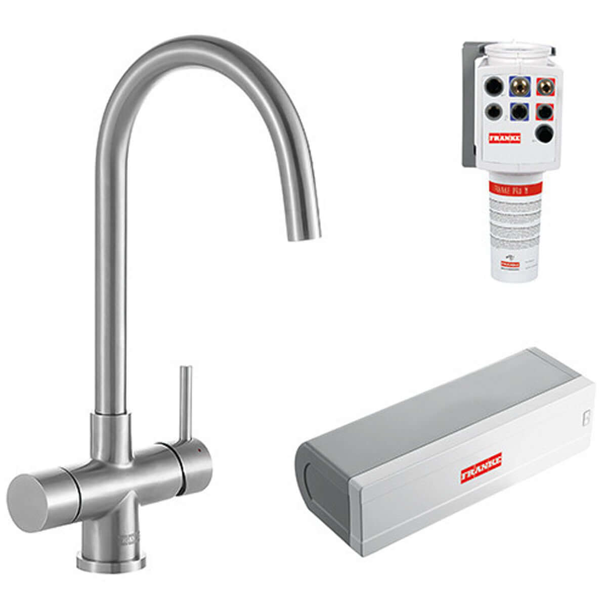 Franke Minerva Helix Stainless Steel 4in1 Electronic Cool & Hot Boiling Water Mixer Tap