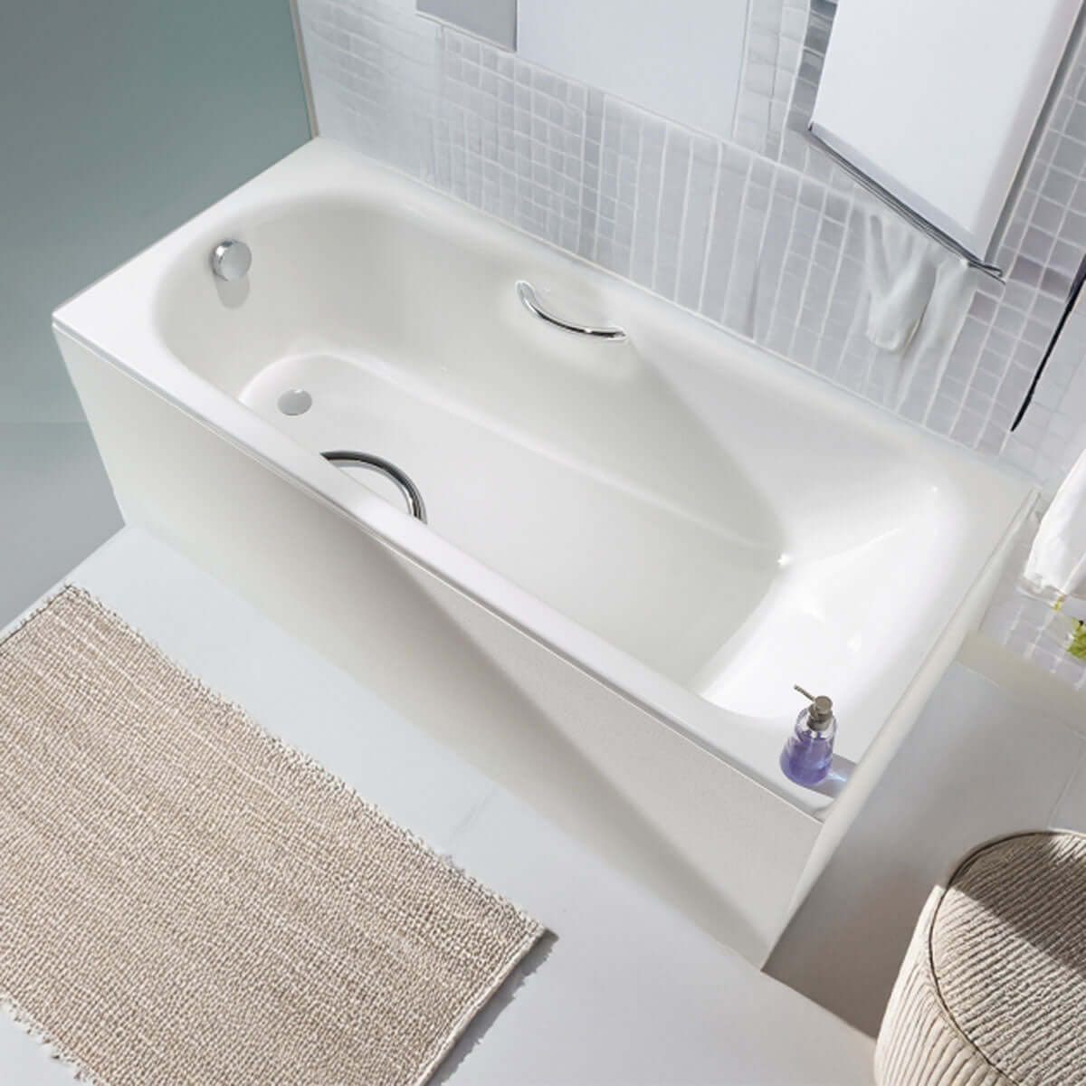 Kaldewei Eurowa 1700 x 700mm White 2 Tap Holes Bath with Anti-Slip Grip Holes