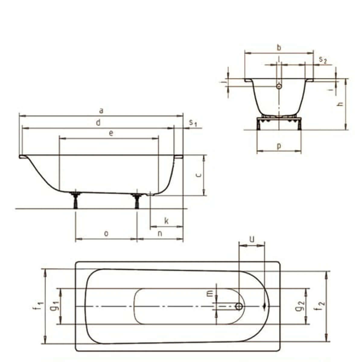 Kaldewei Eurowa 1600 x 700mm White 2 Tap Hole Bath