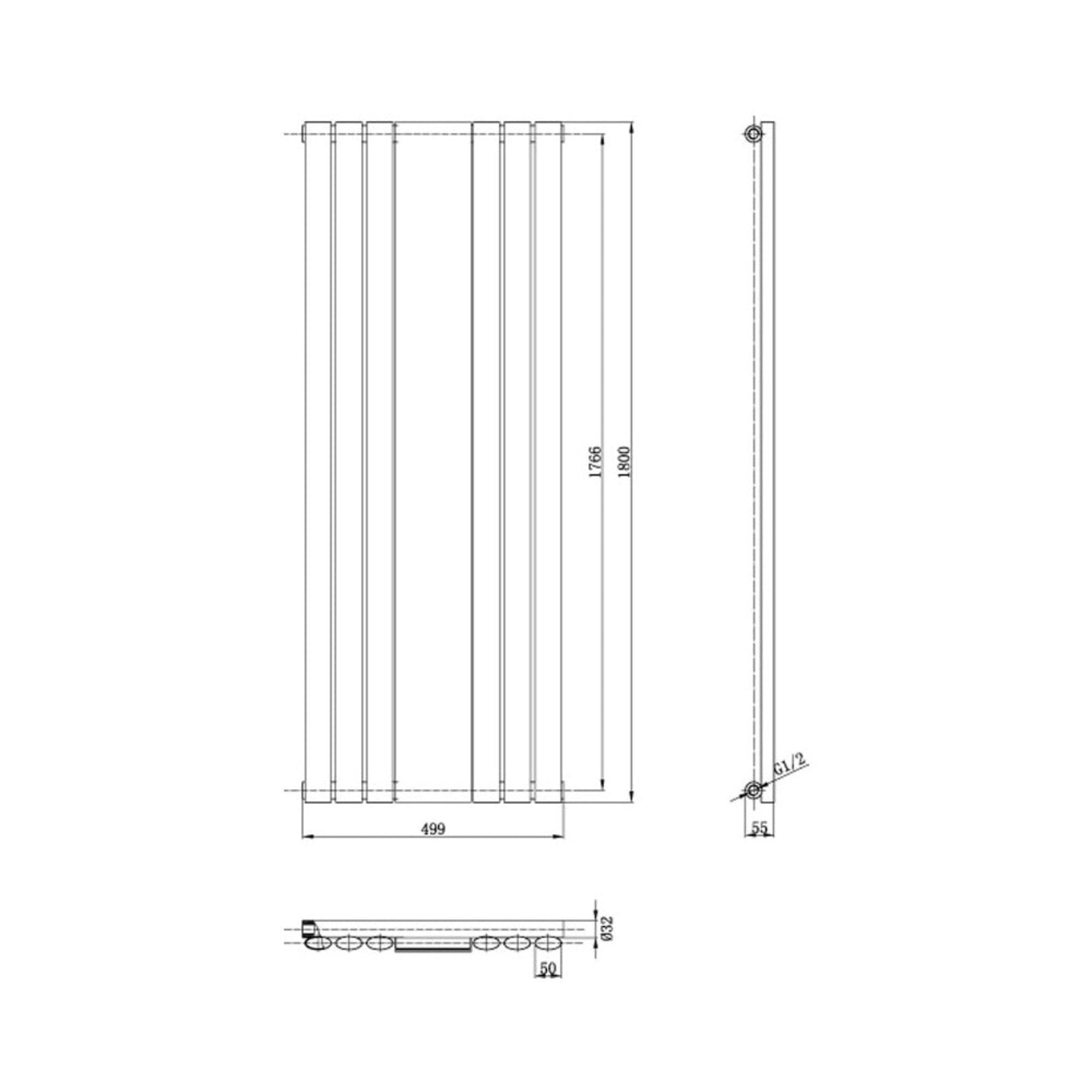 Hudson Reed Revive 1800x499mm Anthracite & Mirror Double Panel Radiator