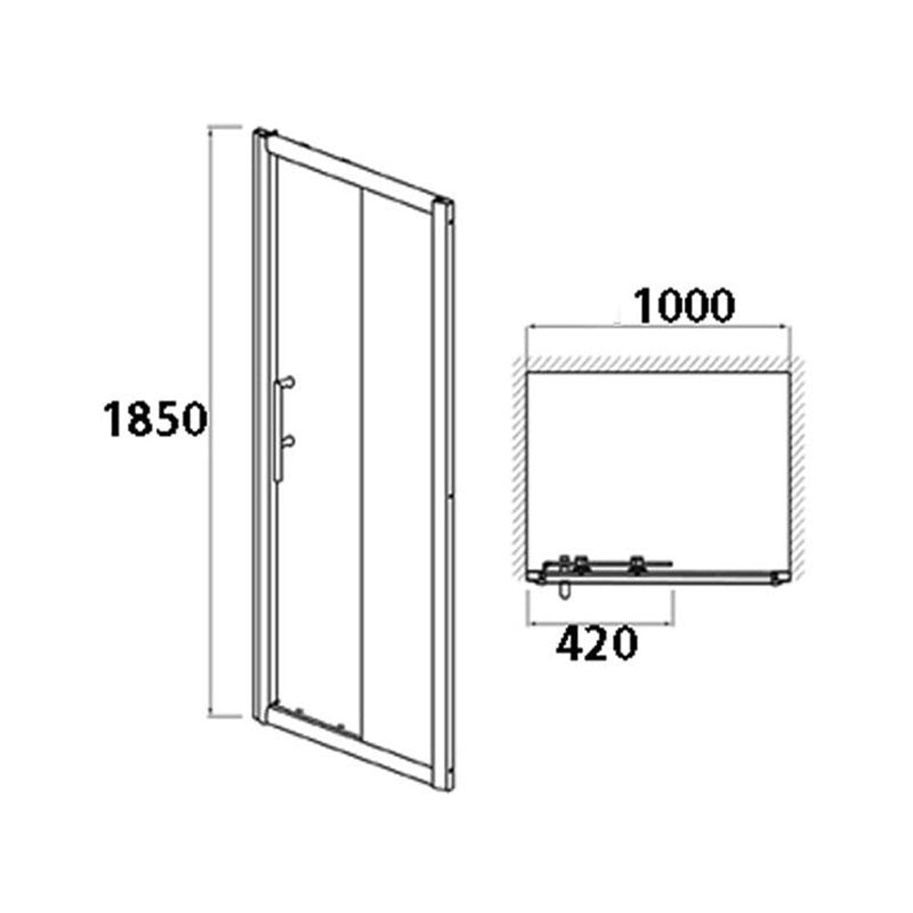 Nuie Pacific Sliding Shower Door 1000mm - AQSL10
