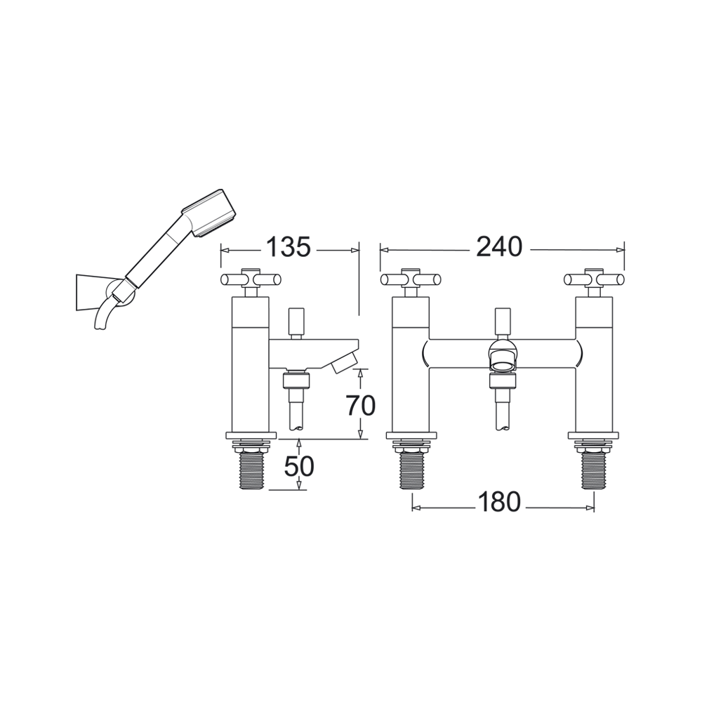 Deva Motif Chrome Bath Shower & Basin Mixer Taps Pack Set