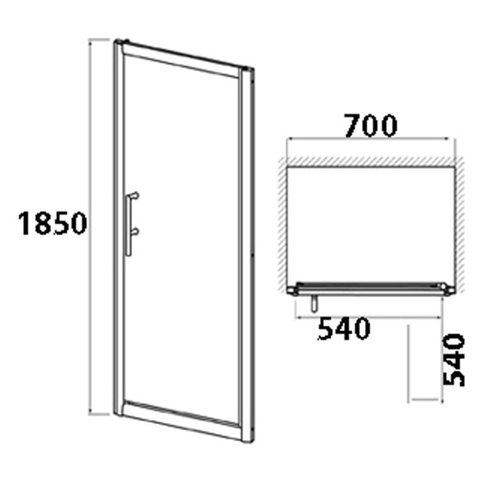 Nuie Pacific Hinged Shower Door 700mm - AQHD70