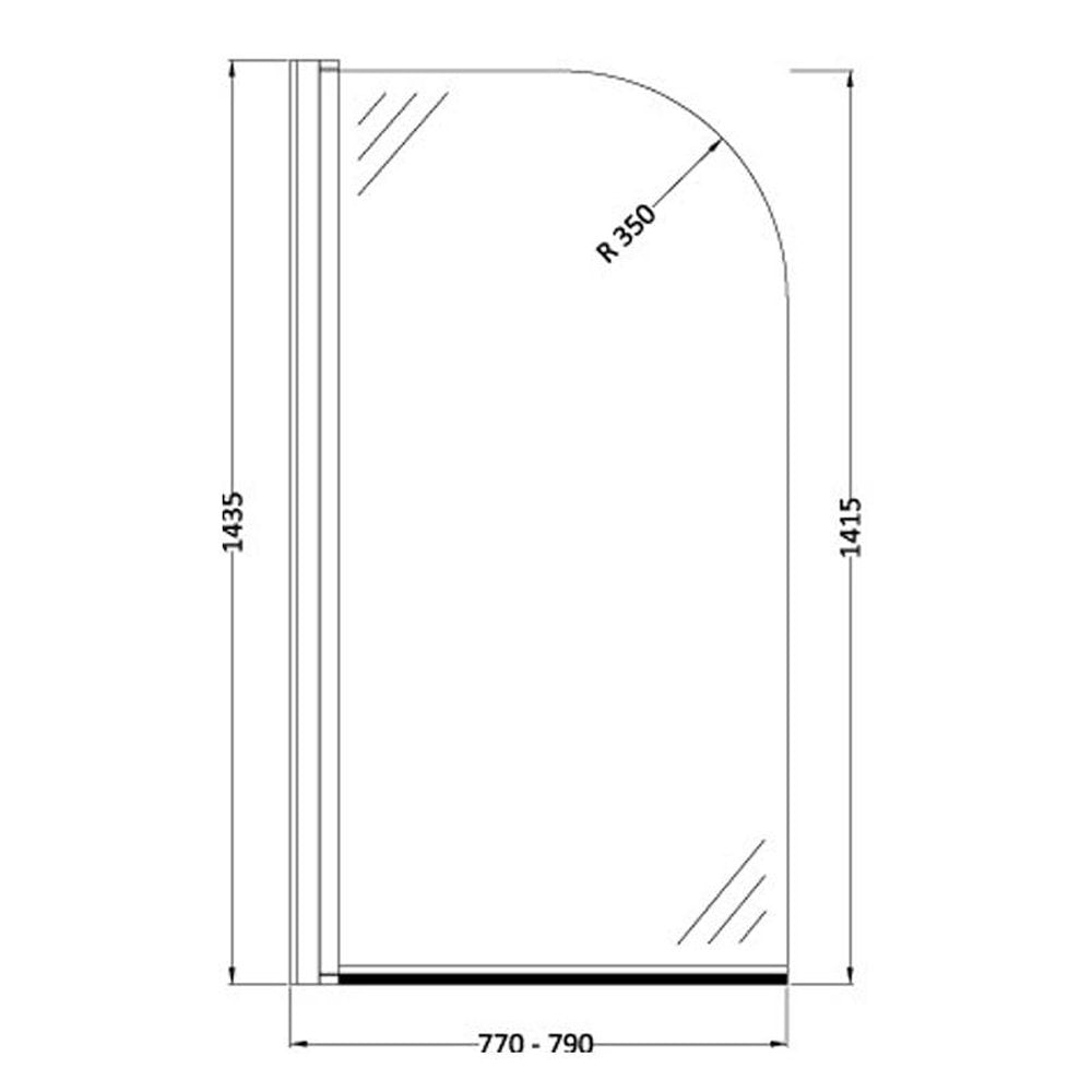 Nuie Straight Bath Shower Screen With Rail 1400mm