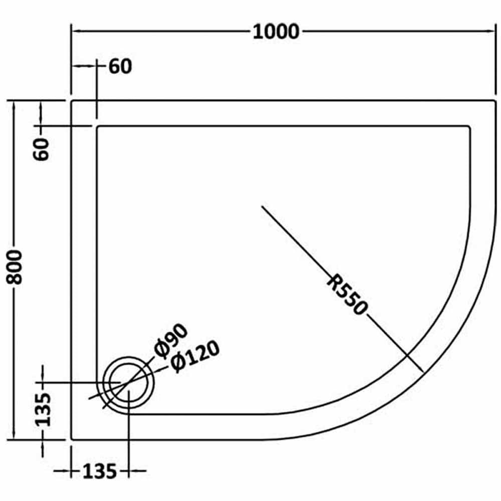 Nuie Pearlstone Offset Quad Low Profile Shower Tray RH 1000x800mm - NTP109