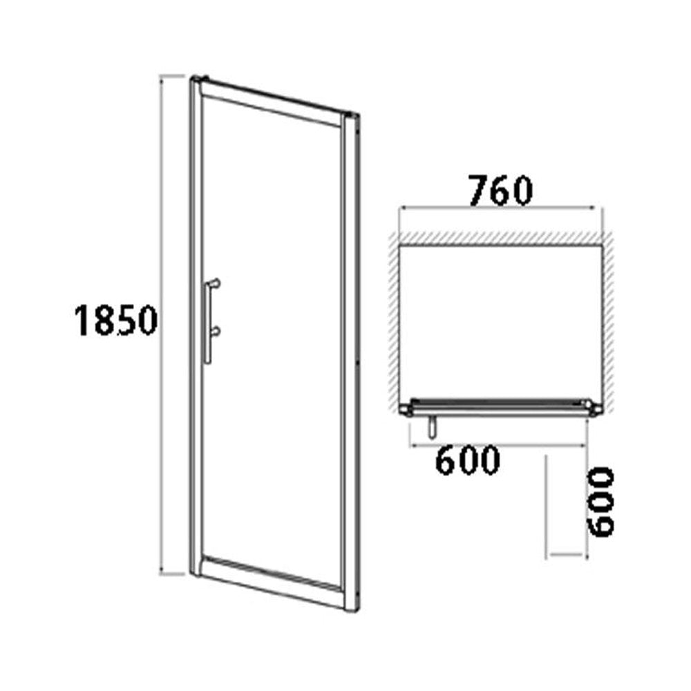 Nuie Pacific Hinged Shower Door 760mm - AQHD76
