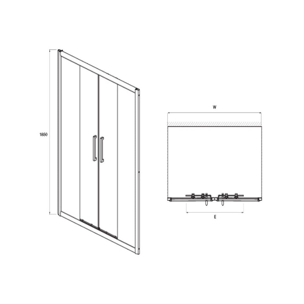 Nuie Pacific Double Sliding Shower Door 1400mm - AQSLD14