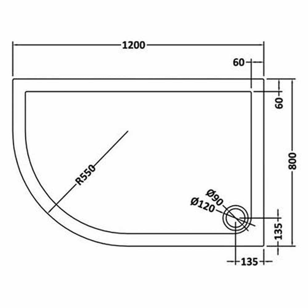 Nuie Pearlstone Offset Quad Low Profile Shower Tray LH 1200x800mm - NTP112