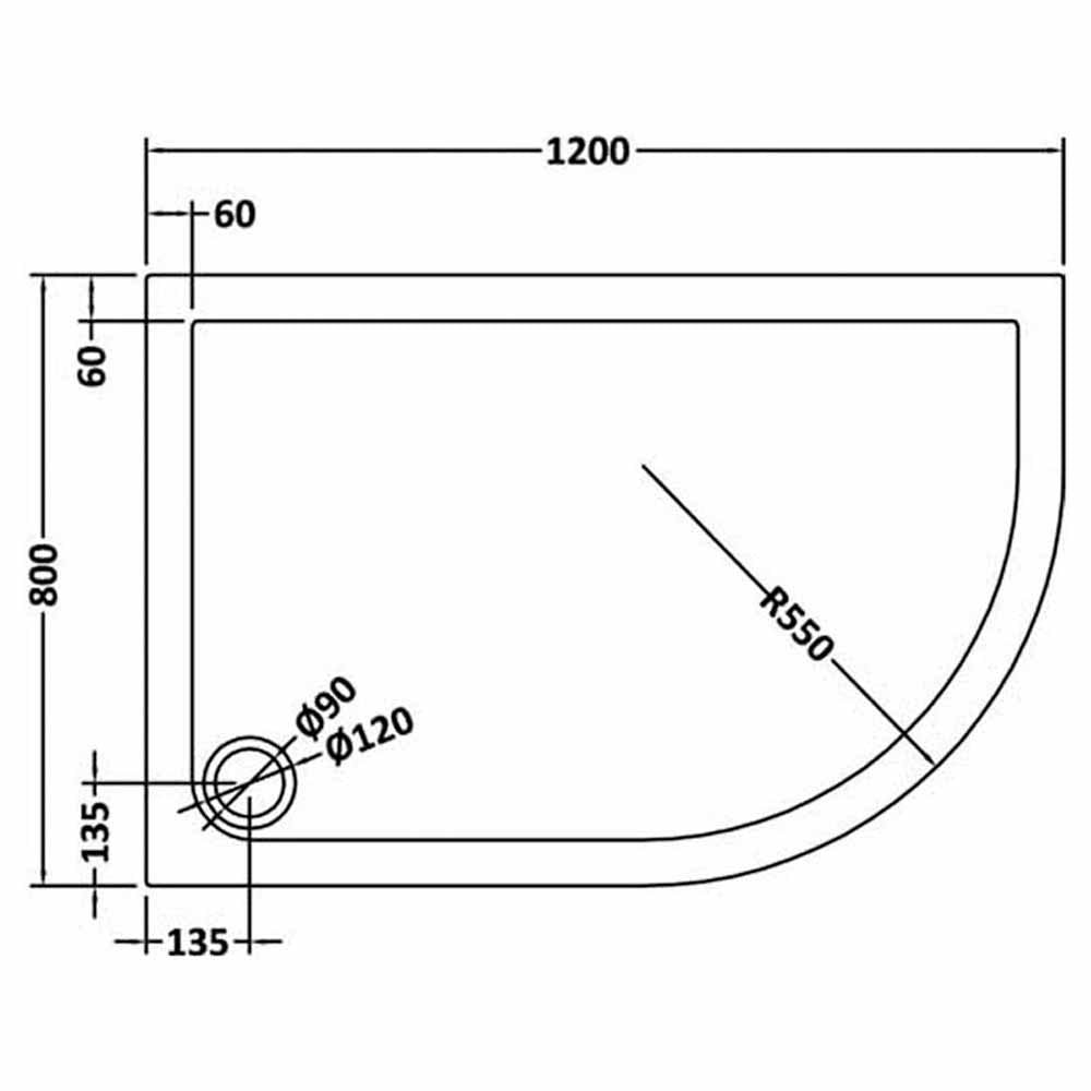Nuie Pearlstone Offset Quad Low Profile Shower Tray RH 1200x800mm - NTP113