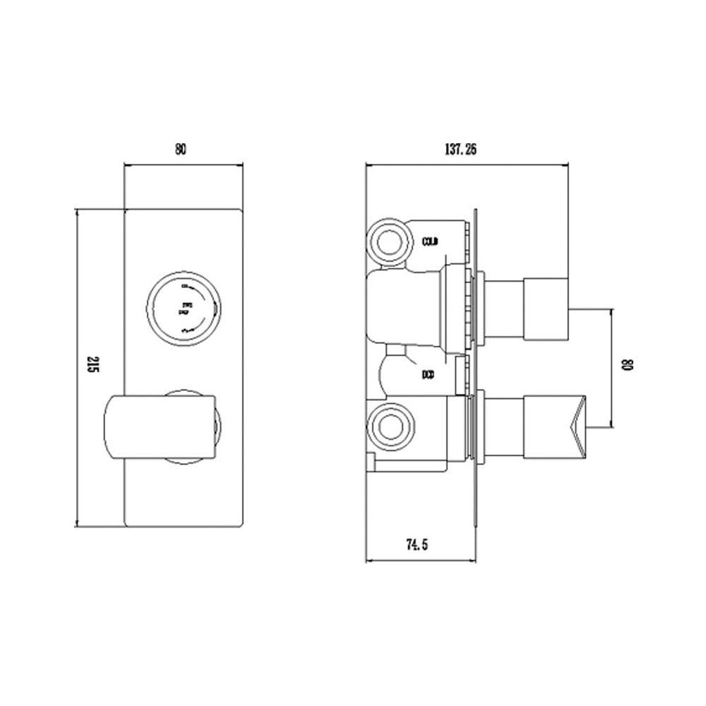 Hudson Reed Hero Chrome Twin Valve With Built In Diverter HER3207