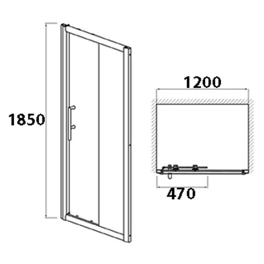 Nuie Pacific Sliding Shower Door 1200mm - AQSL12