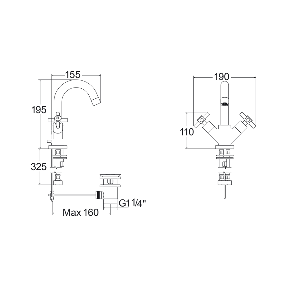 Deva Motif Chrome Bath Shower & Basin Mixer Taps Pack Set