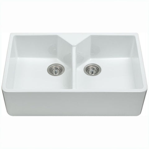 CDA KC1 Gloss White Ceramic 2.0 Bowl Belfast Kitchen Sink & Waste KC12WH