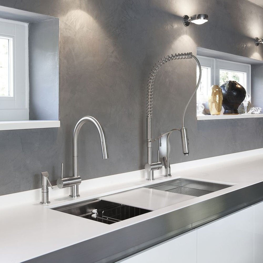 MGS Vela Polished Stainless Steel Kitchen Sink Mixer Tap 0109P