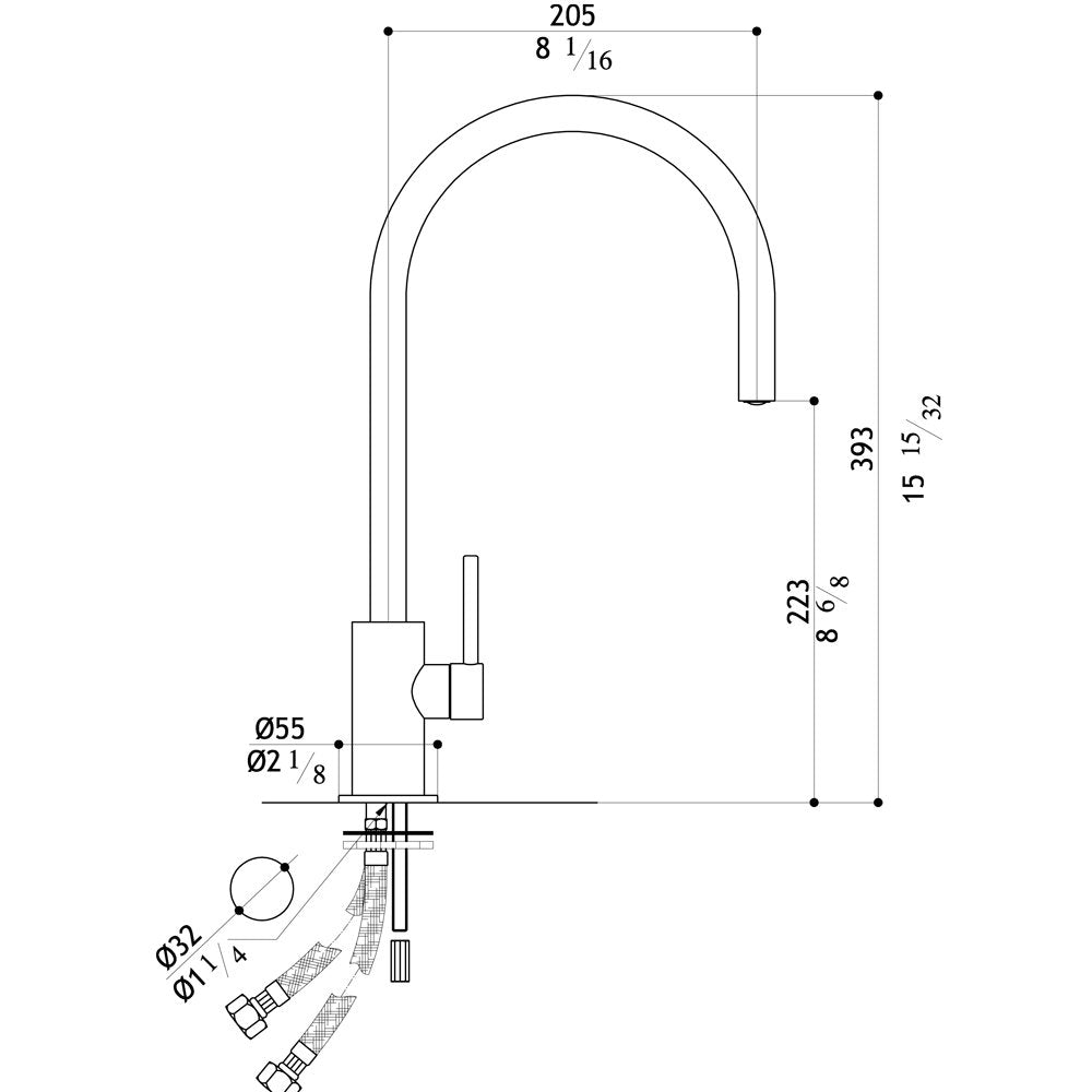 MGS Spin P Polished Stainless Steel Kitchen Sink Mixer Tap 0150P