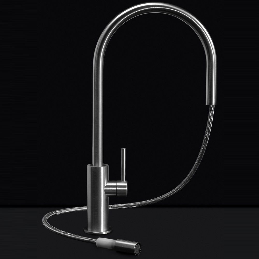 MGS Spin E Polished Stainless Steel Pullout Kitchen Sink Mixer Tap 0151P