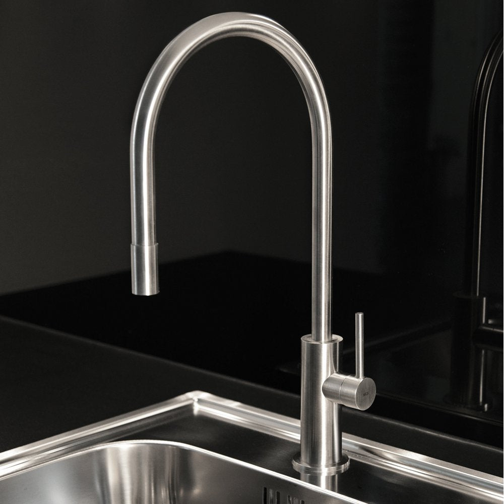 MGS Spin E Polished Stainless Steel Pullout Kitchen Sink Mixer Tap 0151P