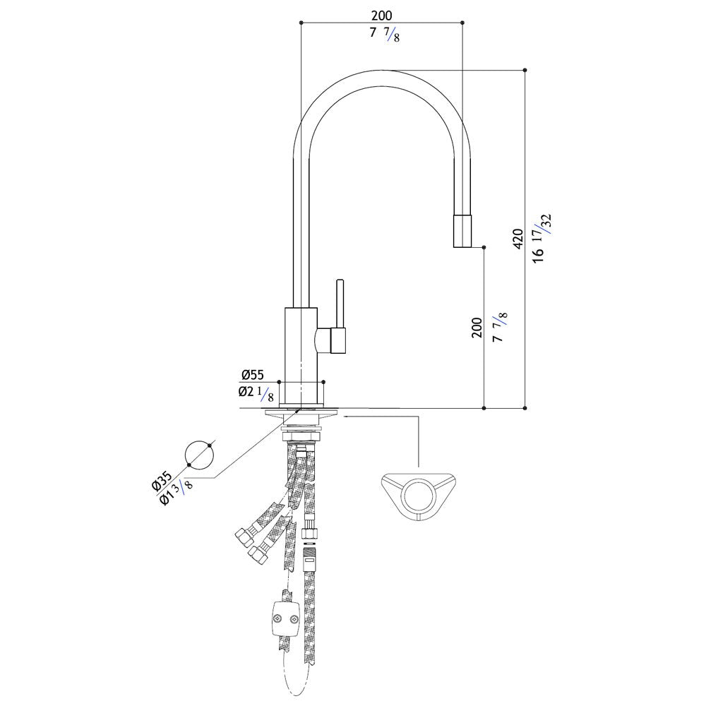 MGS Spin E Polished Stainless Steel Pullout Kitchen Sink Mixer Tap 0151P