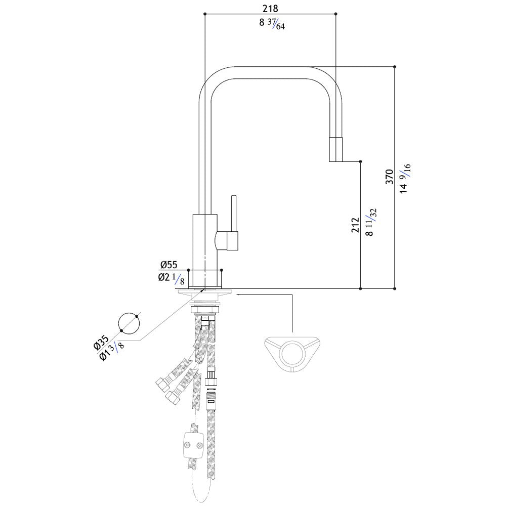MGS Spin SQE Matt Stainless Steel Pullout Rinse Kitchen Sink Mixer Tap 0153M