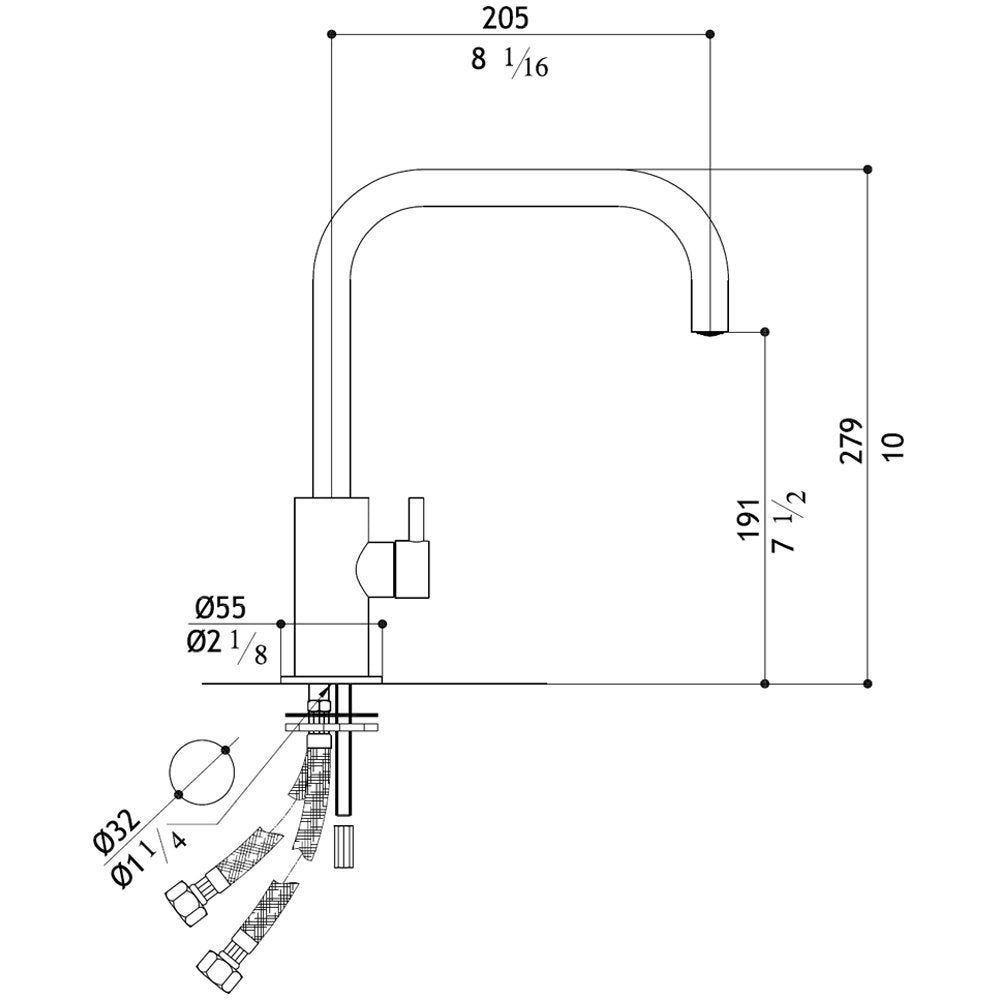 MGS Spin SQ Polished Stainless Steel Kitchen Sink Mixer Tap 0157P