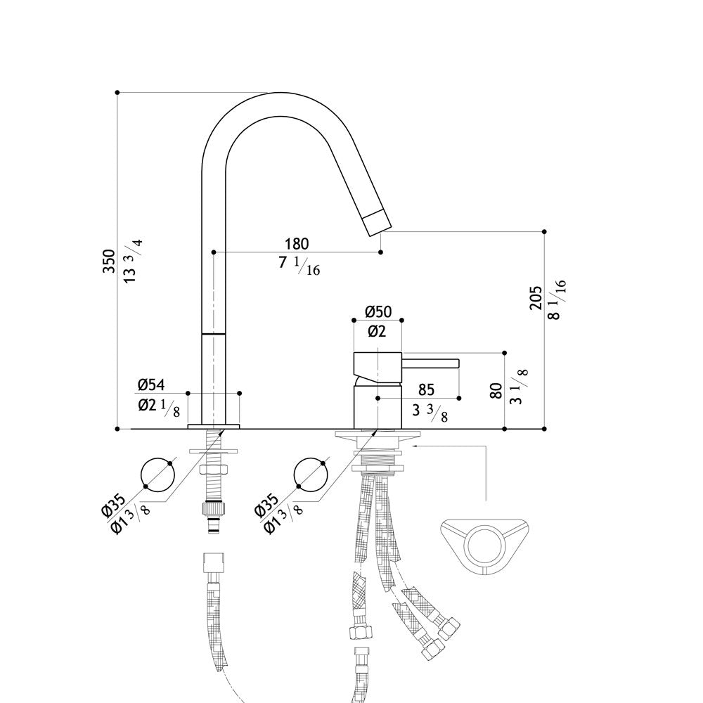 MGS F2 Polished Stainless Steel Kitchen Sink Mixer Tap 0117P