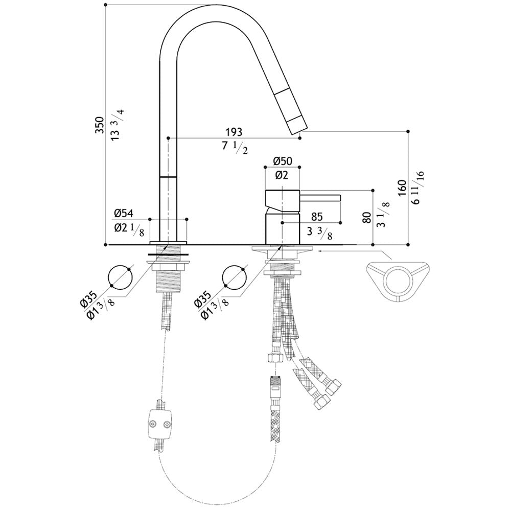 MGS F2 E Matt Stainless Steel Pullout Rinser Kitchen Sink Mixer Tap 0118M