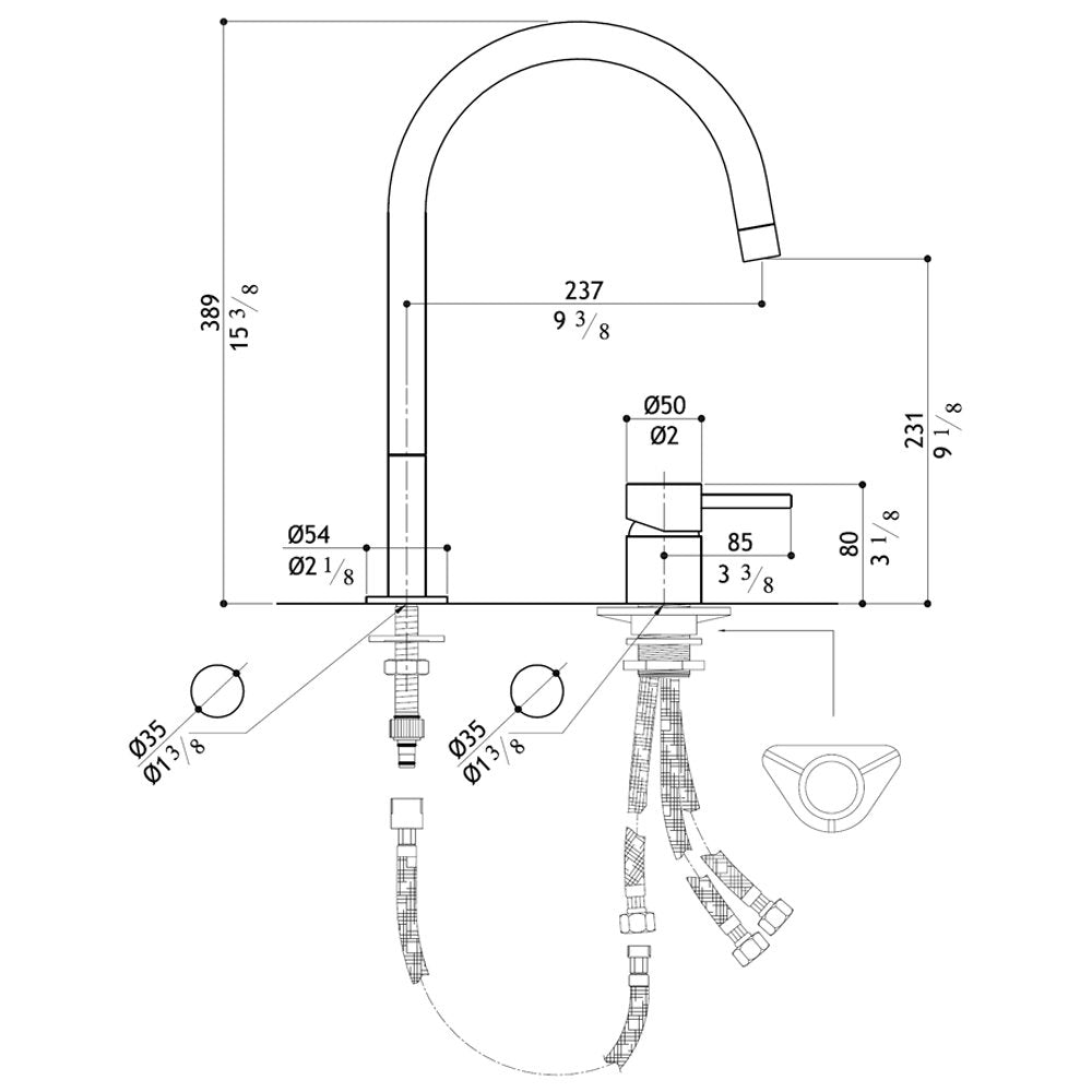 MGS F2 R Polished Stainless Steel Kitchen Sink Mixer Tap 0127P