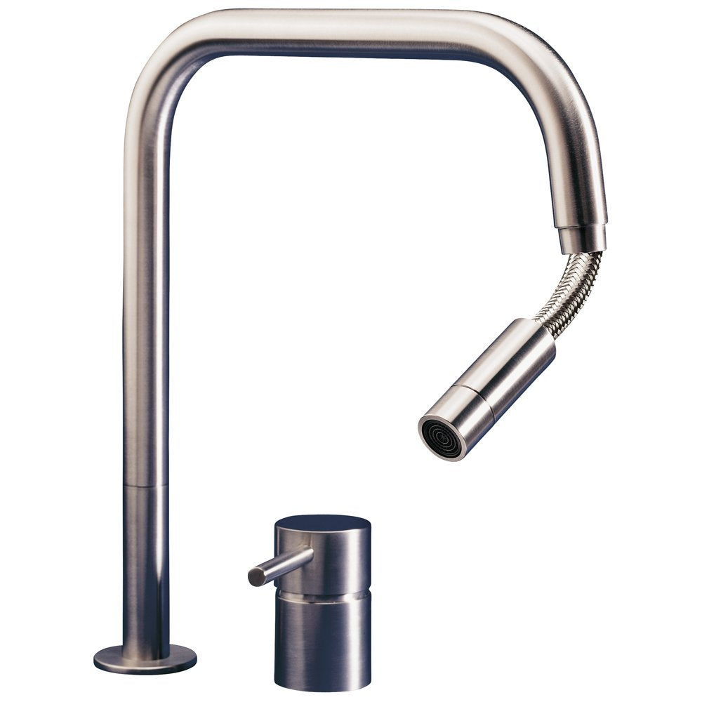 MGS F2 SQ Matt Stainless Steel Pullout Rinser Kitchen Sink Mixer Tap 0128M