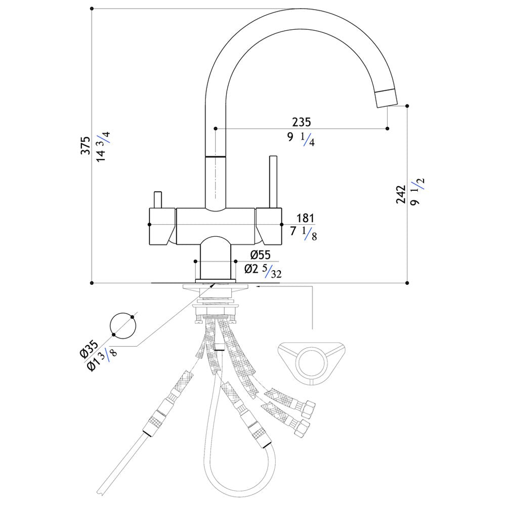 MGS Vela DF Polished Stainless Steel Kitchen Sink Water Filter Mixer Tap 0141PF