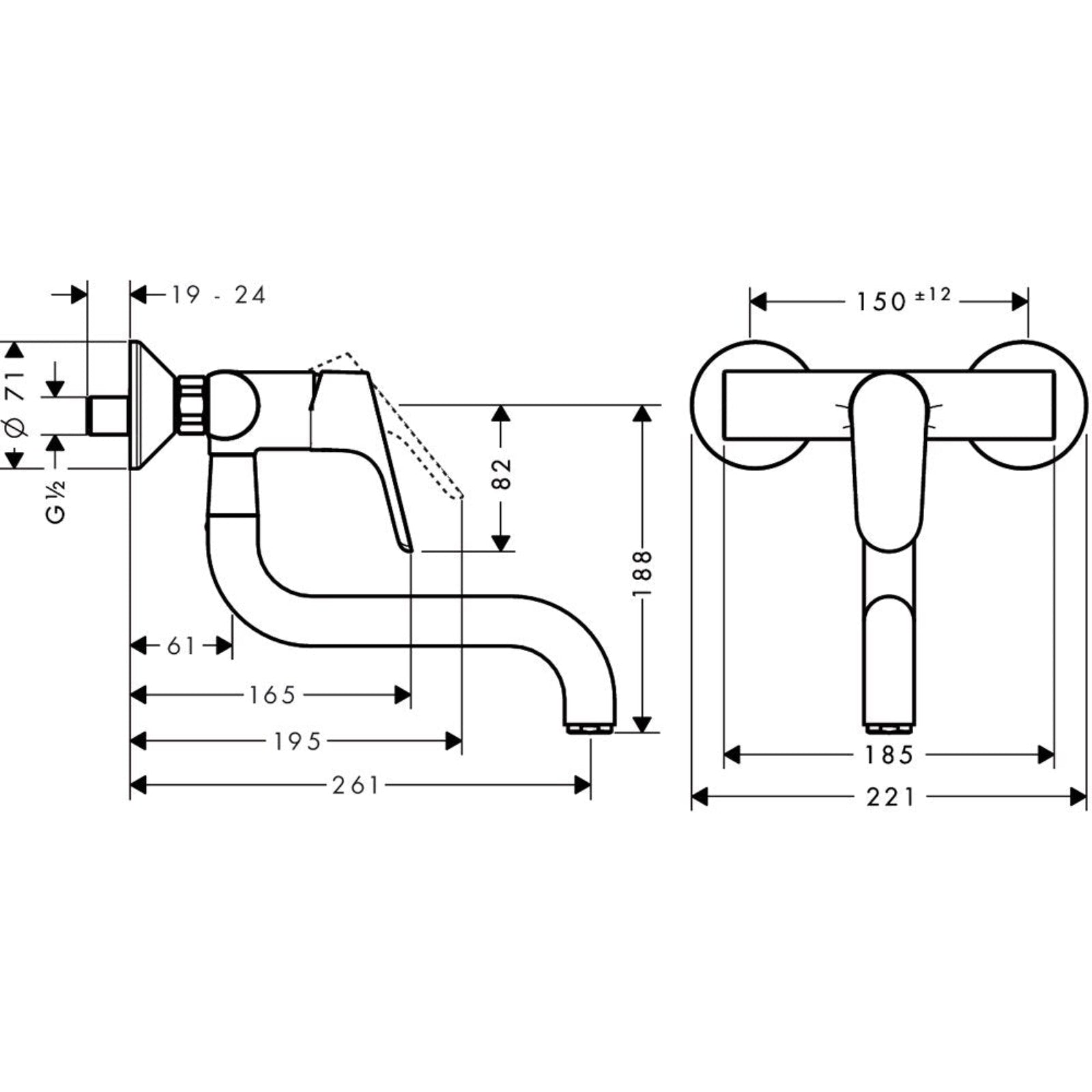 Hansgrohe Focus M41 Chrome Wall Mounted Kitchen Sink Mixer Tap 31825000