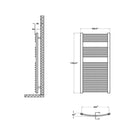 Technical drawing of compact towel rail radiator