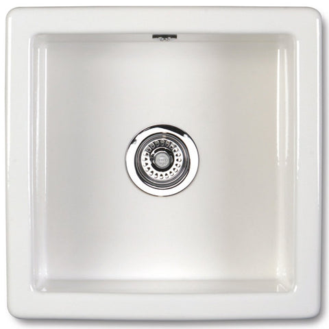 Shaws Classic Square 1.0 Bowl White Ceramic Kitchen Sink CLASSSQ460