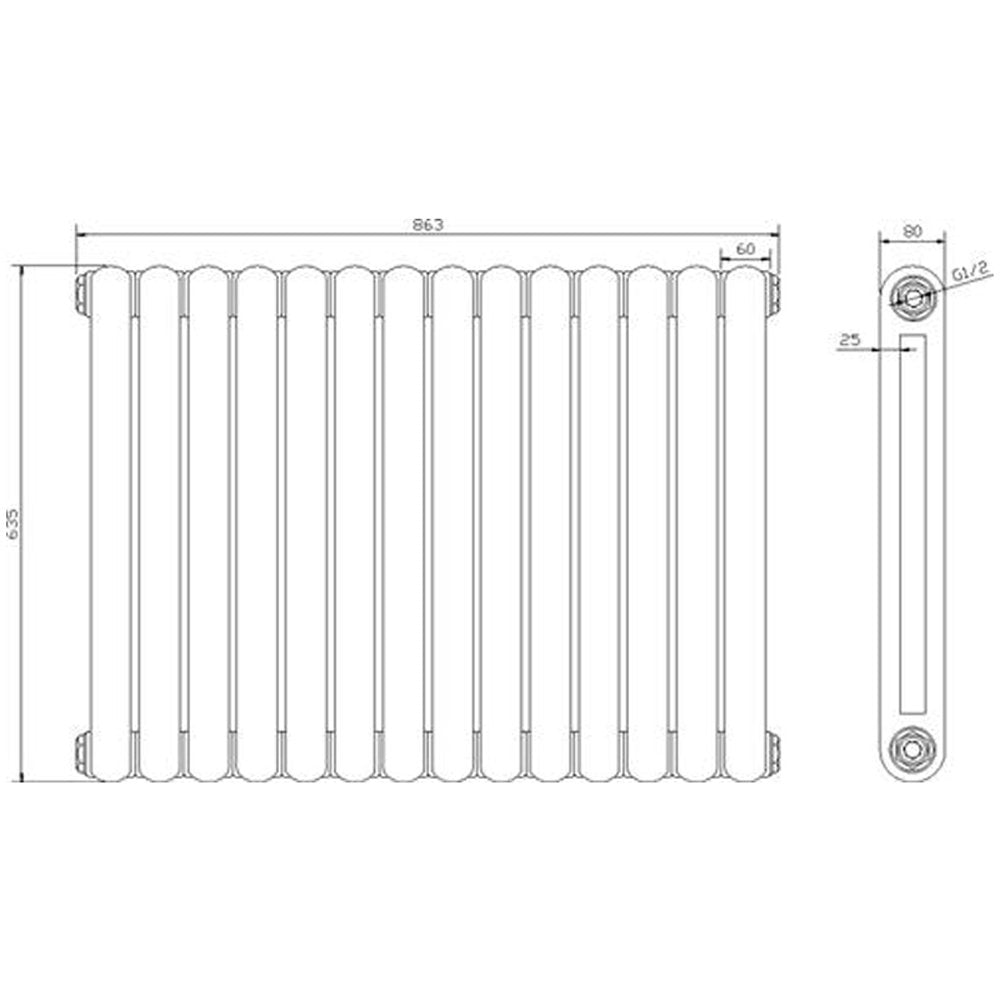 Hudson Reed Salvia 635x863mm Anthracite 900W Designer Radiator HSA008