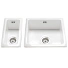 White double-basin kitchen sink set.