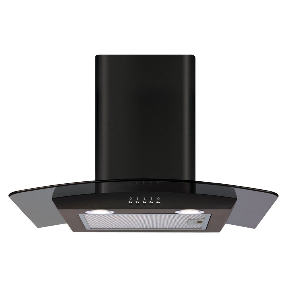 CDA 60cm Curved Glass Extractor Hood-black ECP62BL