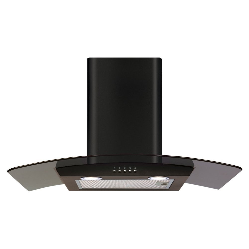 CDA 70cm Curved Glass Extractor Hood - Black ECP72BL