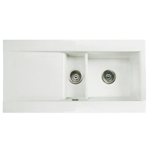 RAK Dream 1.5 Bowl Gloss White Reversible Ceramic Kitchen Sink