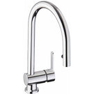 Chrome kitchen sink faucet with pull-down spout