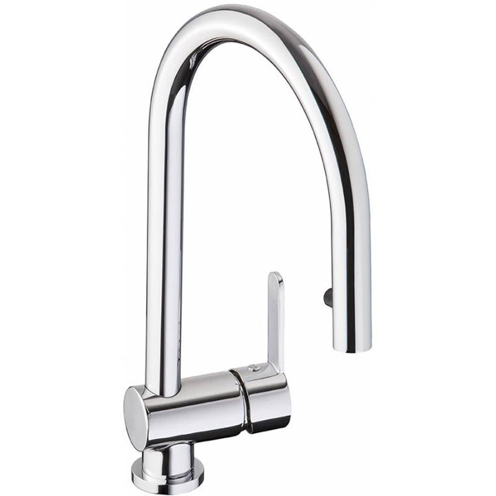Chrome kitchen sink faucet with pull-down spout