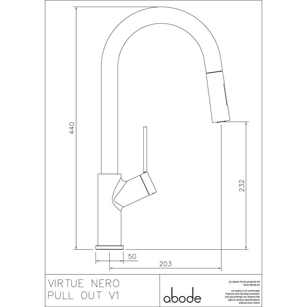 Abode Virtue Chrome & Nero Pull Out Rinser Kitchen Sink Mixer Tap