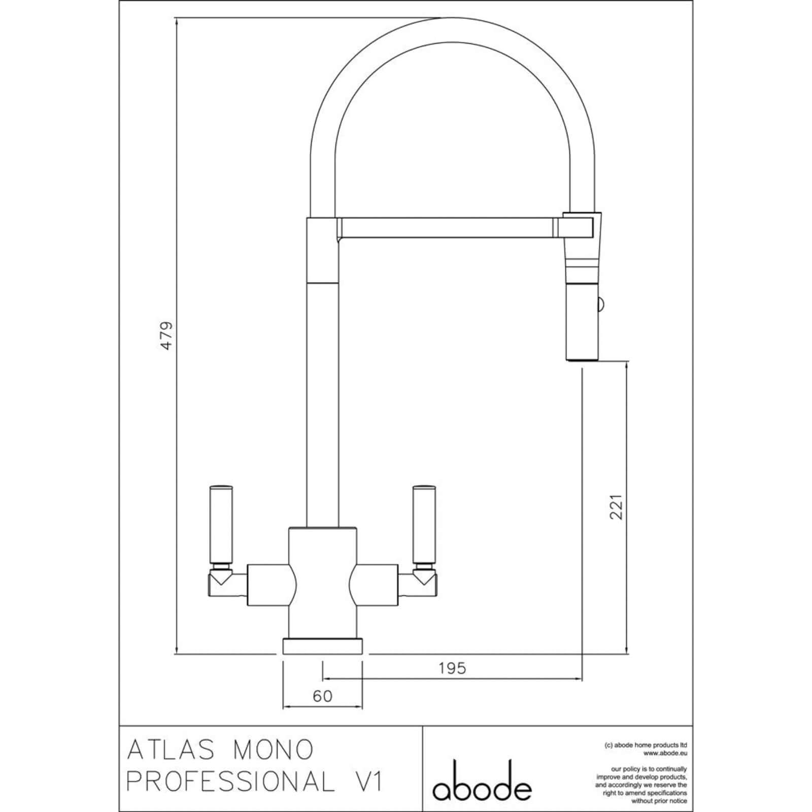Abode Atlas Pull Out Rinser Kitchen Sink Mixer Tap