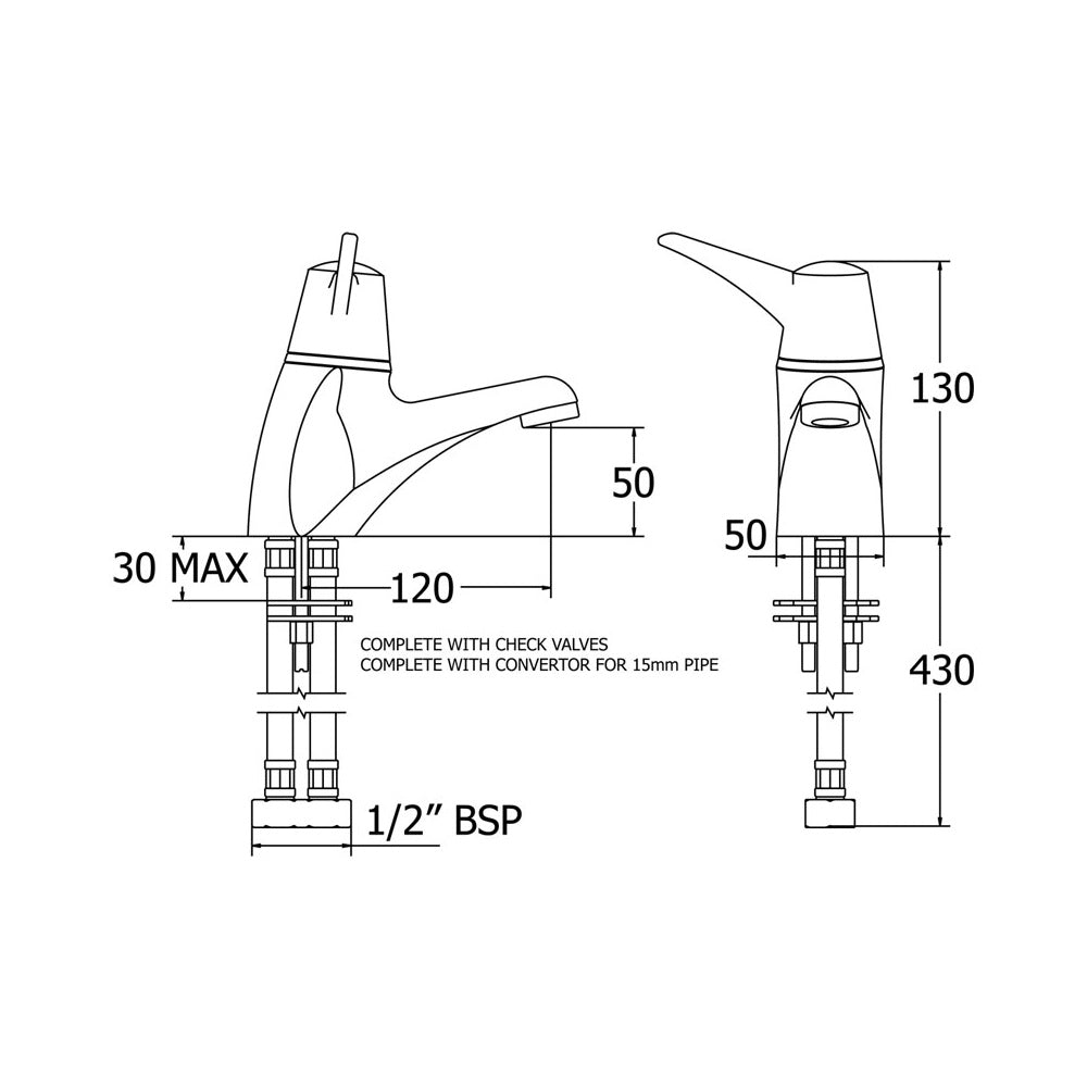 Deva Sequential Chrome Single Lever Mono Basin Tap SOL003