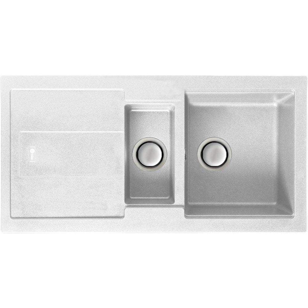 Carron Phoenix Bali 150 1.5 Bowl Granite Polar White Kitchen Sink & Waste
