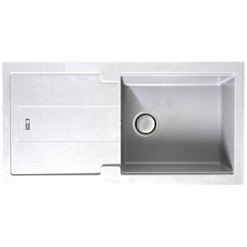 Carron Phoenix Bali 105 1.0 Bowl Granite Polar White Kitchen Sink & Waste