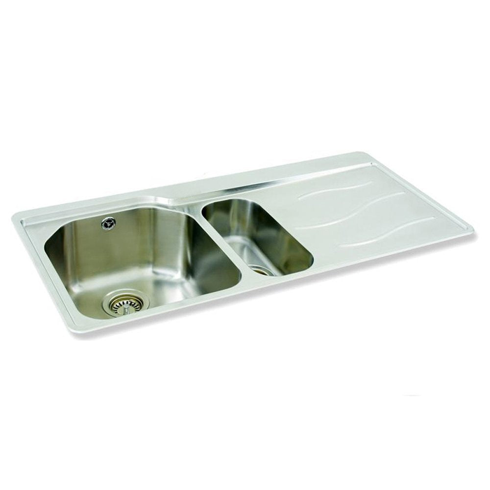 Carron Phoenix Maui 150 1.5 Bowl Polished Stainless Steel Kitchen Sink & Waste RHD 101.0155.124