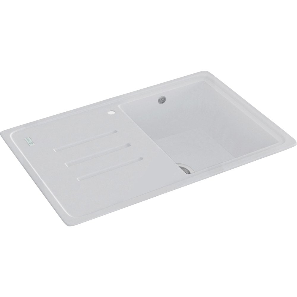 Carron Phoenix Debut 100 1.0 Bowl Granite Polar White Kitchen Sink & Waste