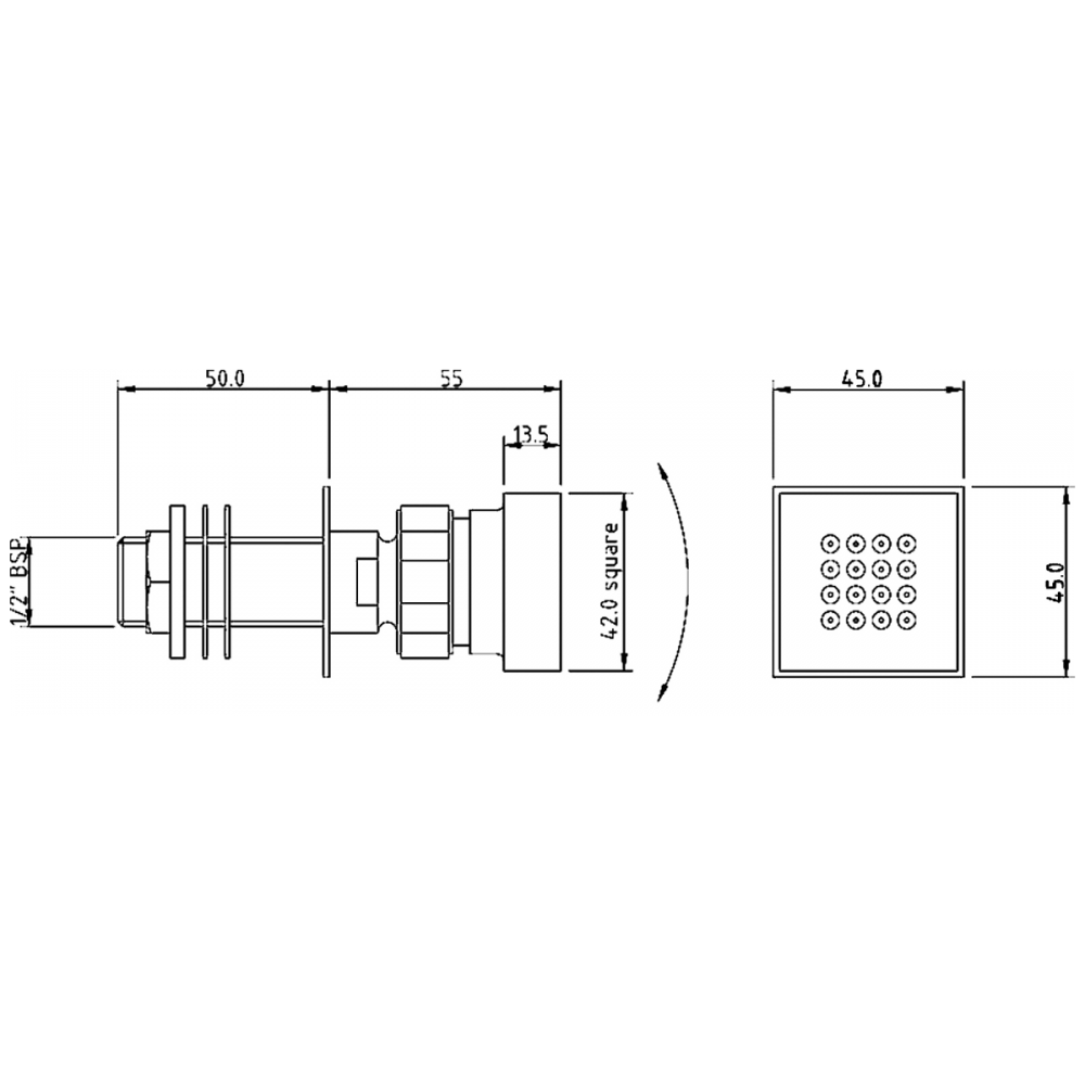 Torc Concealed Crosshead Chrome Thermostatic Shower with Body Jets