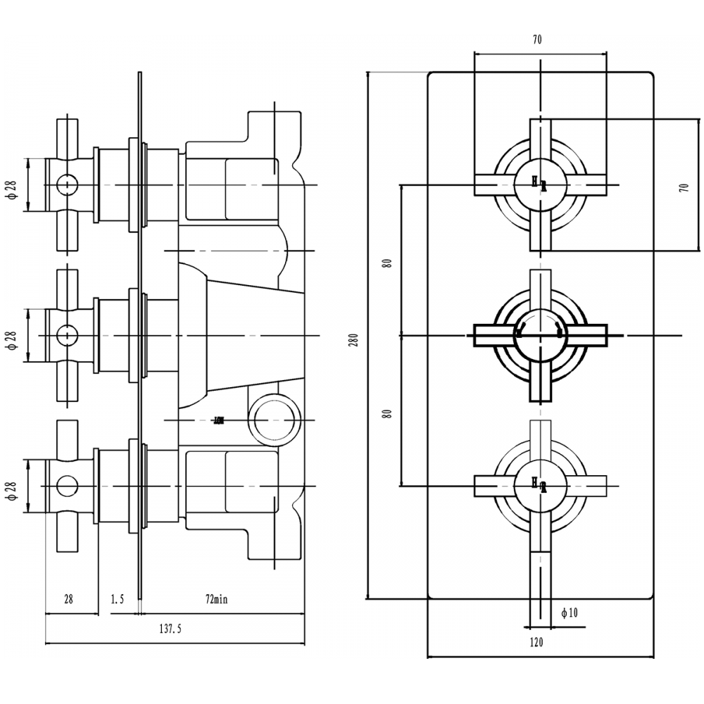 Torc Concealed Crosshead Chrome Thermostatic Shower with Body Jets