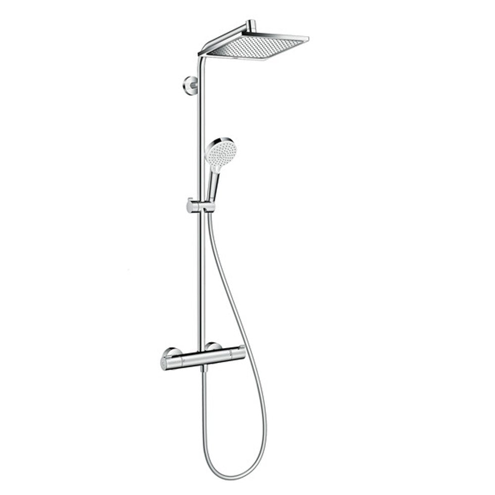 Hansgrohe Crometta E 240 Chrome 1 Jet Exposed Thermostatic Bar Shower Valve & Rigid Riser Kit
