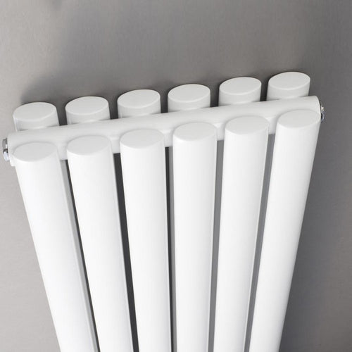 Vertical white column radiator with five panels